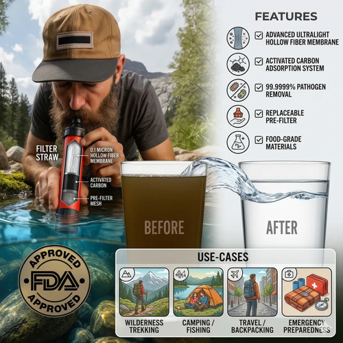 Emergency Water Survival Straw — Advanced Water Filter